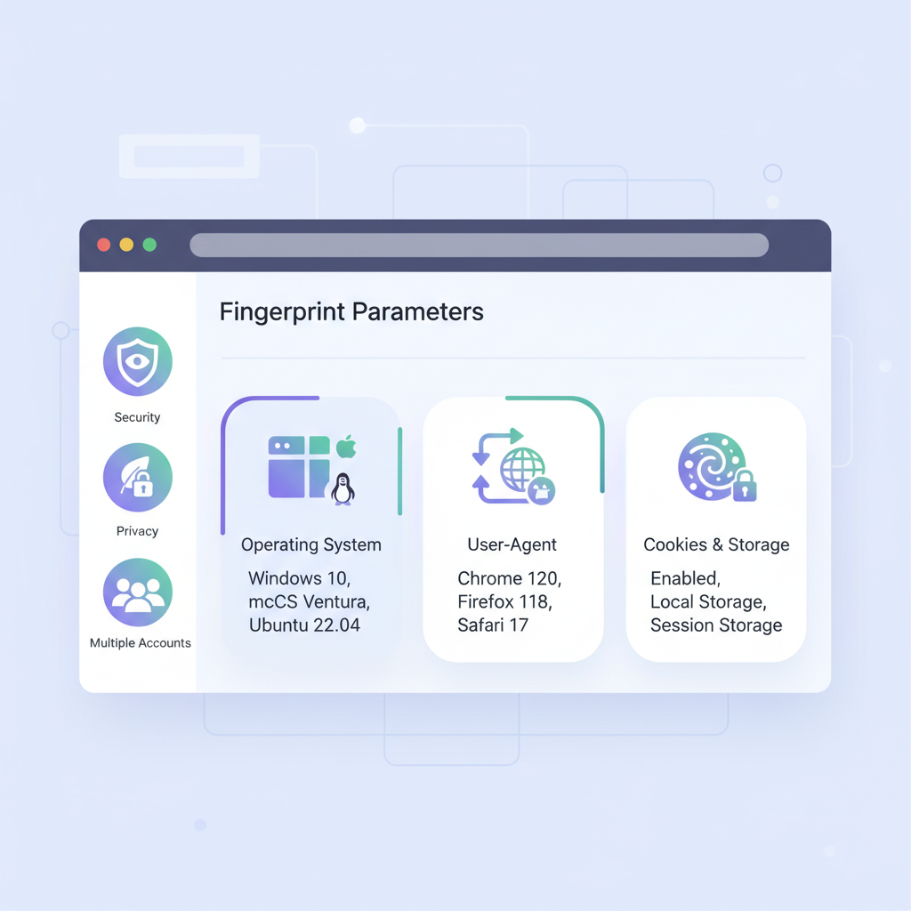 Digital browser interface and privacy protection icon
