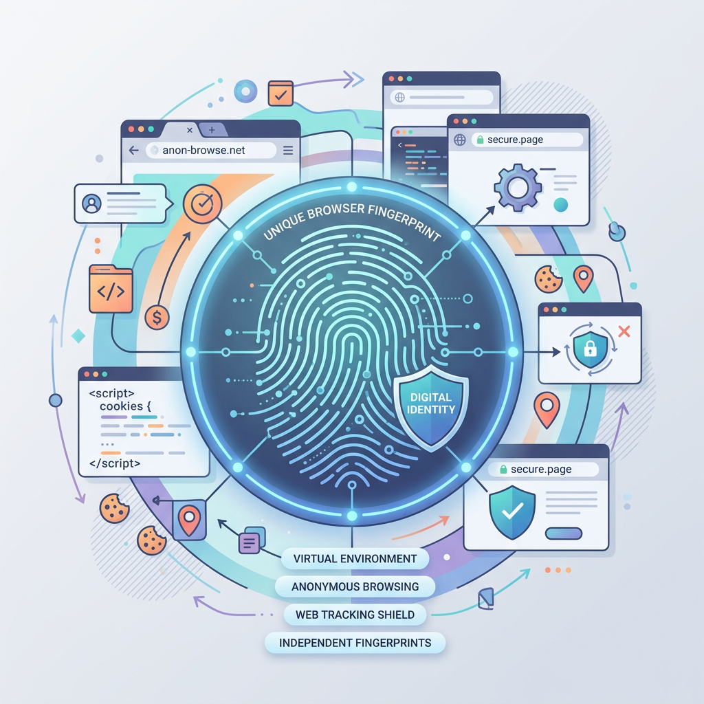 Abstract representation of fingerprint and browser elements